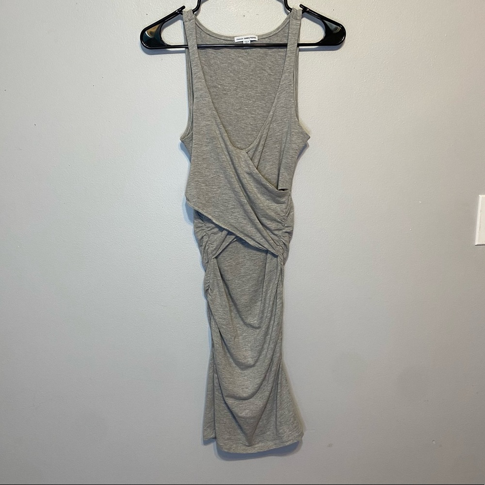 James Perse Gray Ruched Faux Wrap Bodycon Mini Dress Size 1 (S)